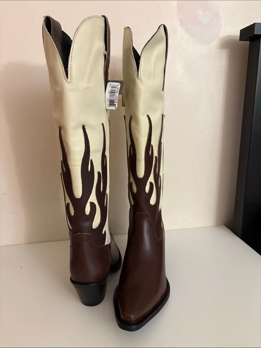 New Dingo Brown and Cream Western Knee-High Cowboy Boots 6 M
